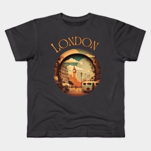 London Uk Retro Vintage Abstract Collage Kids T-Shirt